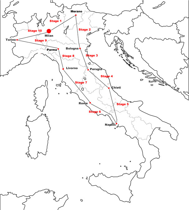 Giro d'Italia 1921 Map
